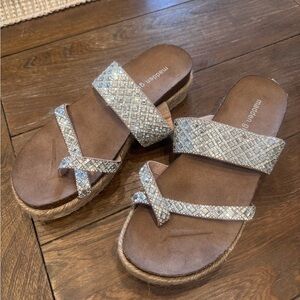 Madden Girl Silver Platform Rhinestone Sandals